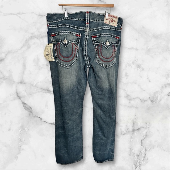 True Religion straight flap with heavy stitching jeans sz 38 nwt #001 - Picture 2 of 3